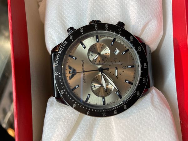 armani grey dial black chain aa