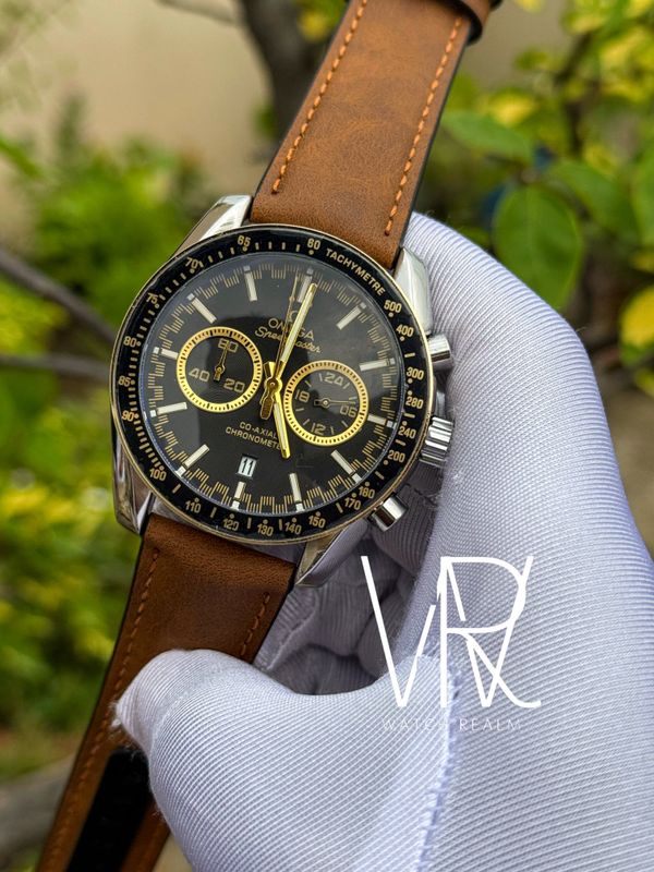 OMEGA SPEEDMASTER BROWN BELT YELLOW HAND