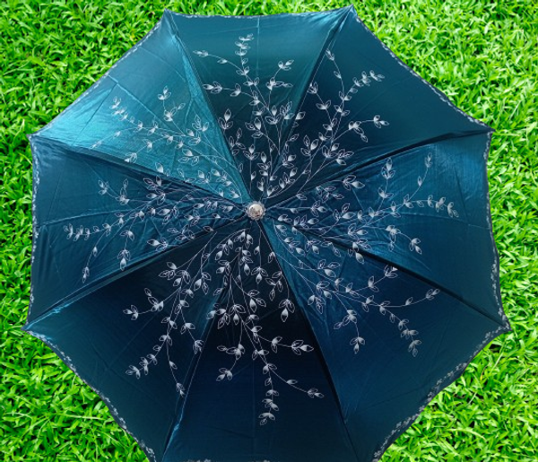 Ladies Fashionable And Elegant Anti Uv Sunshade Print Border Lace Umbrella