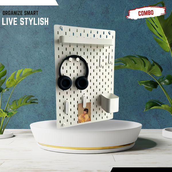 14×22 Inch Melamine PegBoard Combo – Premium Compact Organizer | InDecorBD