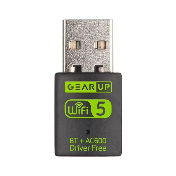 GearUP 600Mbps Dual Band WiFi + Bluetooth Adapter For Windows PCLaptop- (Driver Free Version, WiFi Hotspot Supported, 2.4GHz + 5GHz)