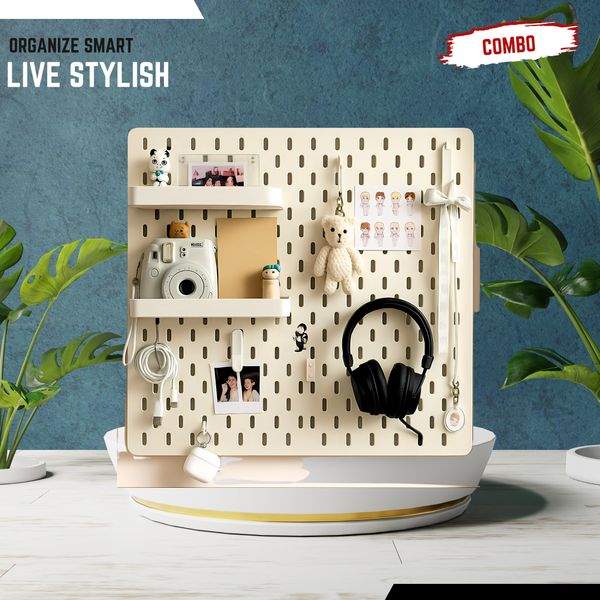 22×22 Inch Melamine PegBoard Combo – Stylish Wall Organizer | InDecorBD