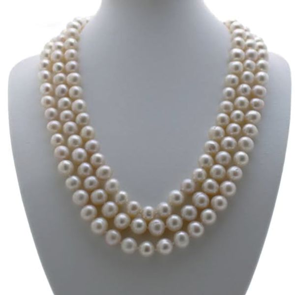 Round white pearl 3 Layer necklace