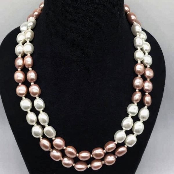 Multicolor 2 Layer Rice pearl necklace
