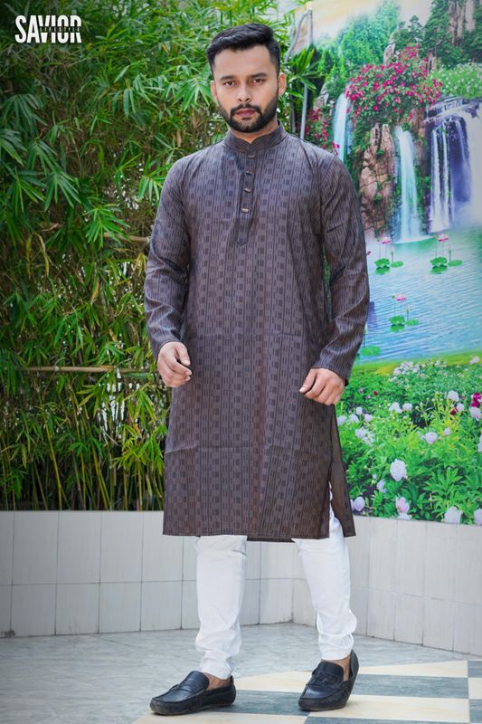 Chocolate Stripe Premium Panjabi – Elegant Festive Wear