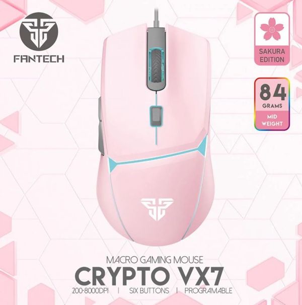 Fantech VX7 Crypto Sakura Edition 6 Button USB Gaming Mouse .