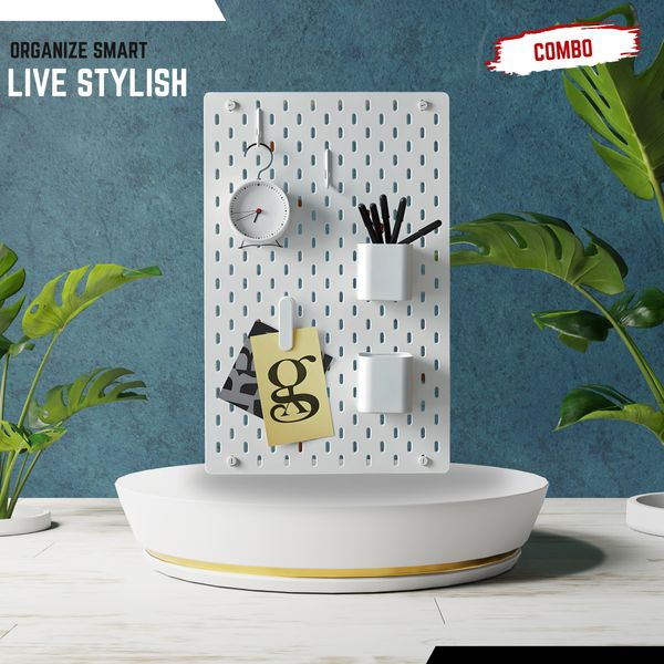 14×22 Inch Melamine PegBoard Combo – Premium Compact Organizer