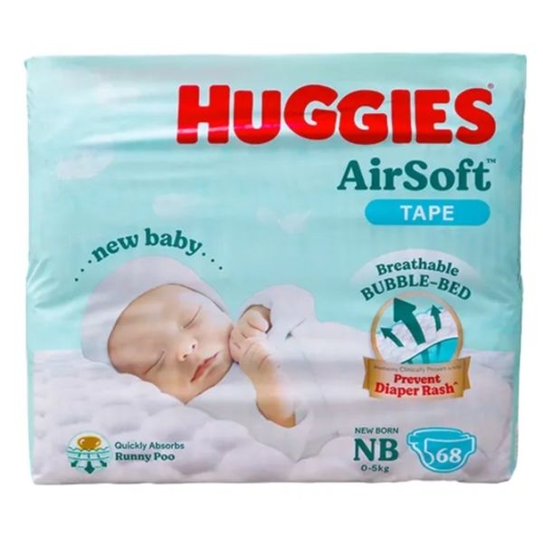 Huggies Airsoft Tape Baby Diaper (0-5kg) - NB68