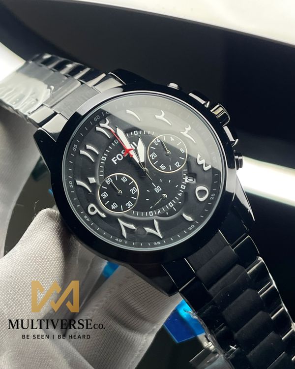 FOSSIL ARABIC DIAL CHRONO BLACK CHAIN BLACK DIAL (AA)