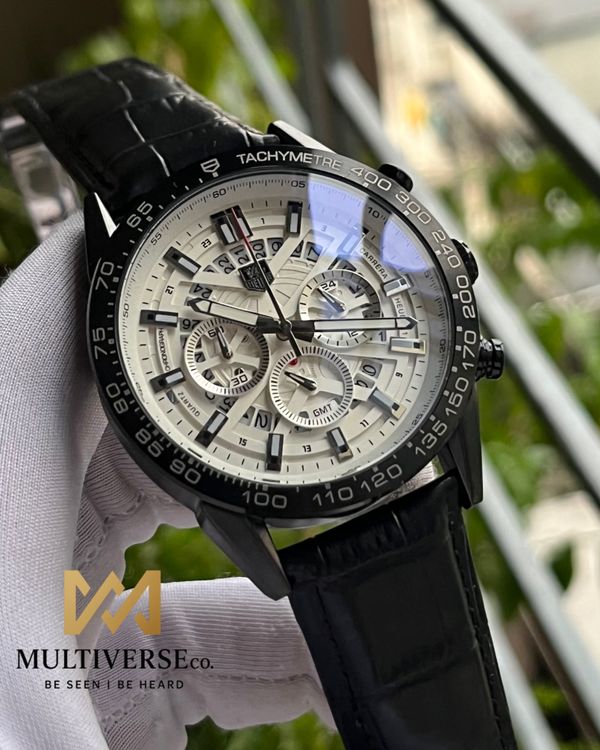 TAG UNIQUE CHRONO BLACK BELT WHITE DIAL (AA)