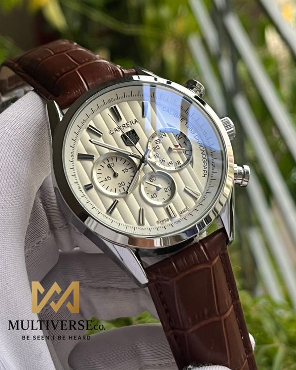 TAG 1969 CHRONO BROWN BELT TEXTURE WHITE DIAL (AA)