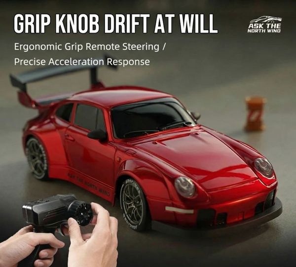 Porsche 993 911 Red RWB 4WD RC Drift Car With Tires & Traffic Cones