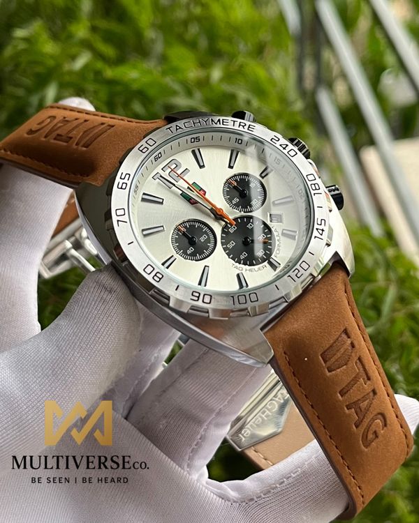 TAG F1 RACING CHRONO BROWN BELT WHITE DIAL (AA)