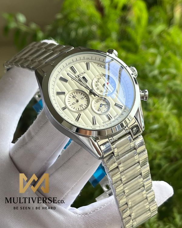 TAG 1969 TEXTURE WHITE DIAL SILVER CHAIN (AA)