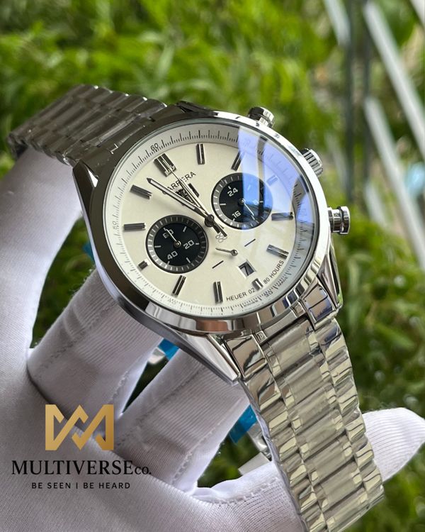 TAG 1969 BLACK-WHITE DIAL SILVER CHAIN (AA)