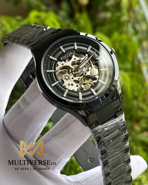 FOSSIL SKELETON AUTOMATIC BLACK DIAL BLACK CHAIN (AA)