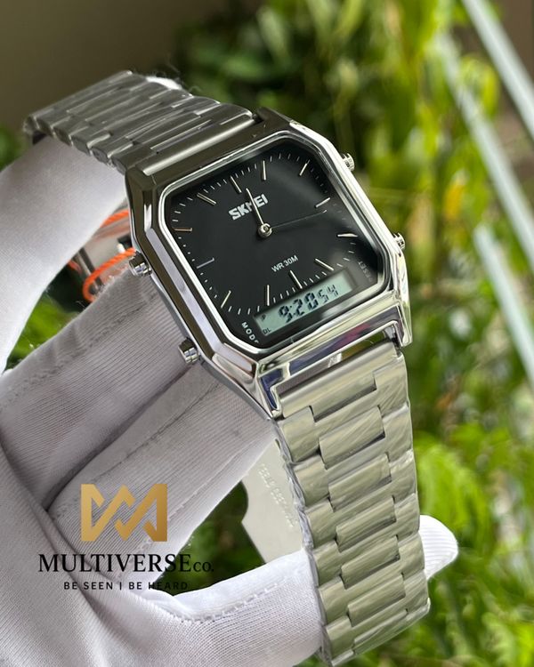 SKMEI 1220 BLACK DIAL SILVER CHAIN (ORIGINAL)