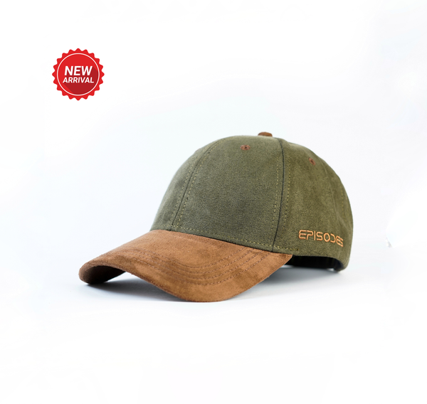 Episodes Olive Solid Contrast Suede Cap