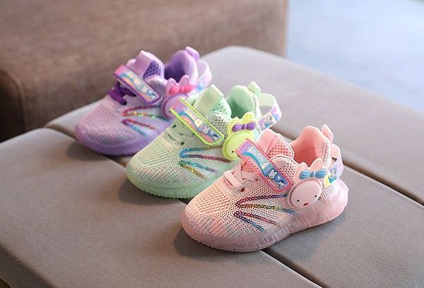 Kids Girls Soft Comfortable Lightweight Kitty Cartoon Mesh Sneakers (3 to 5 years)