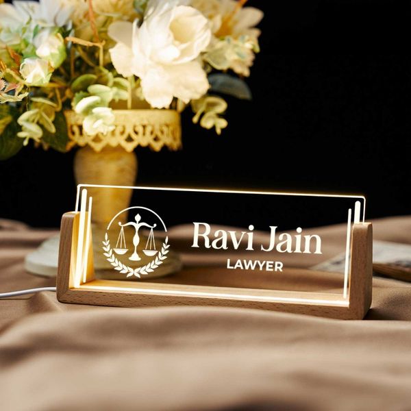 Desk Nameplate Customization option With LED