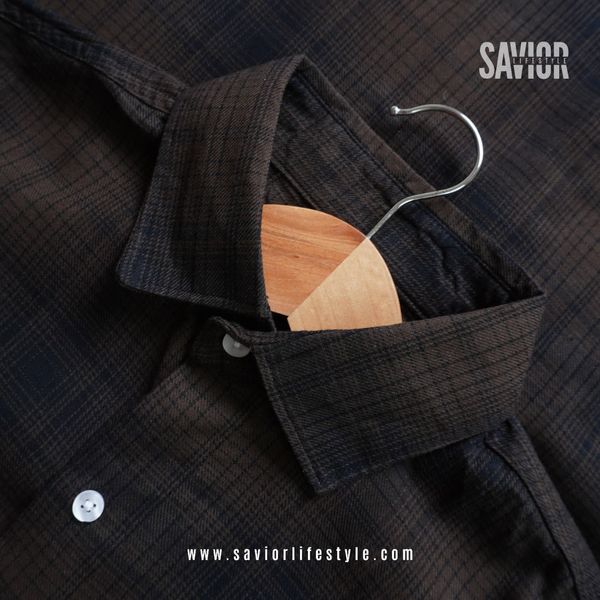 Shadow Brown - Full Sleeve Pocket Less Check Shirt