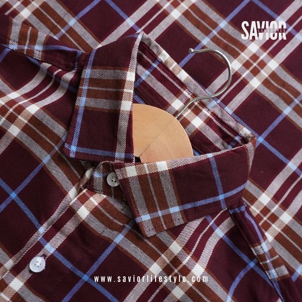 Maroon Line - Full Sleeve Pocket Less Check Shirt