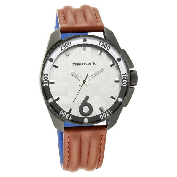 Fastrack NS3084NL04 Hitlist Quartz Analog White Dial Leather Strap Watch - Image 1