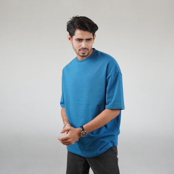 Solid Oversized Tshirt - Petrol Blue
