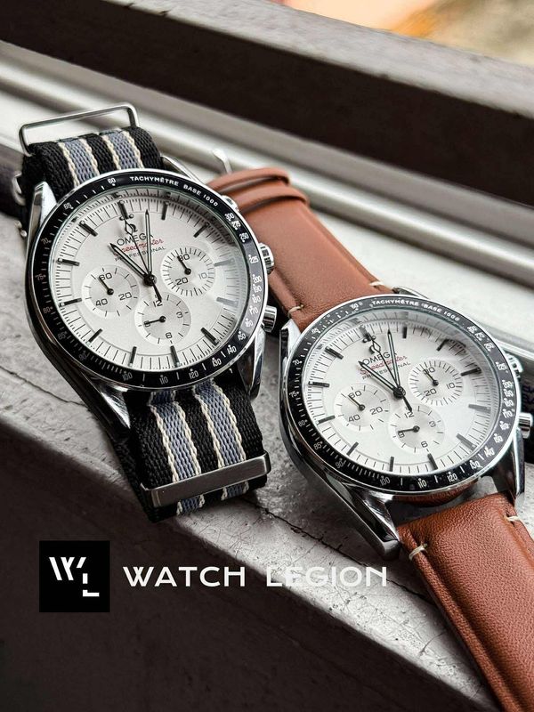 OMEGA WITH FREE NATO STRAP OFFER BROWN BELT WHITE DIAL