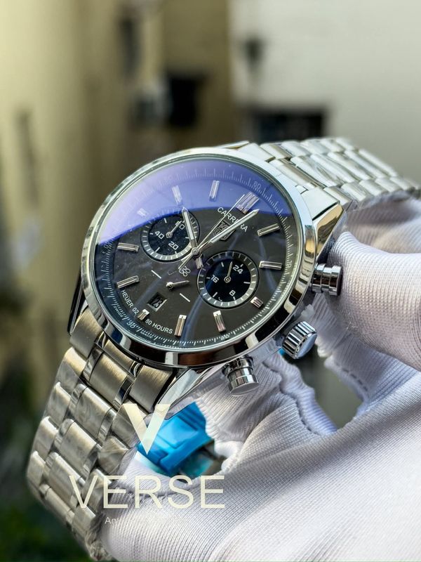 Tagheuer 2 chrono black dial silver case