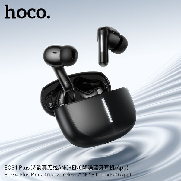hoco EQ34 Plus True Wireless ANC+ENC Noise Reduction App Control Bluetooth Earphone(Black)