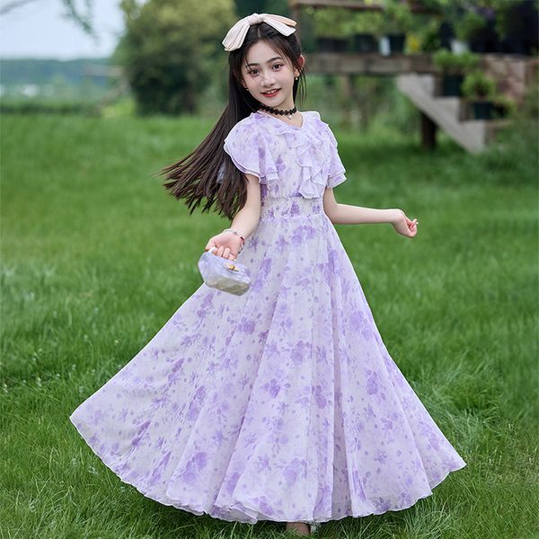Imported đ¸Summer Floral Chiffon Dress â Princess Outfit for Big Girls