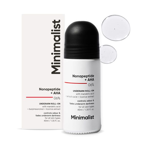 Minimalist Underarm Roll On Deodorant | Controls Odour & Fades Darkness | With Nonapeptide + 6% AHA BHA | Alcohol-Free | 40ml