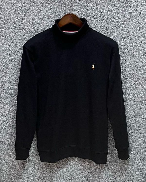 Polo Ralph Lauren Ribbed Cotton Turtleneck Sweater- Black