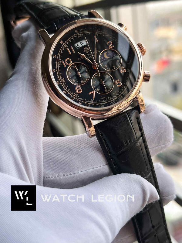 PATEK BLACK BELT ROSE GOLD SIMPLE BLK DIAL