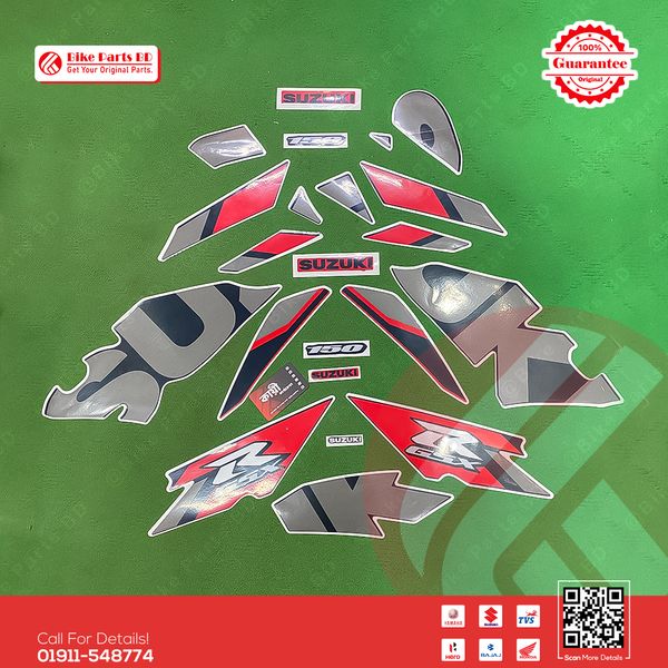 Full Set Sticker for Suzuki GSX-R 150 (Red & Black Color) bike.