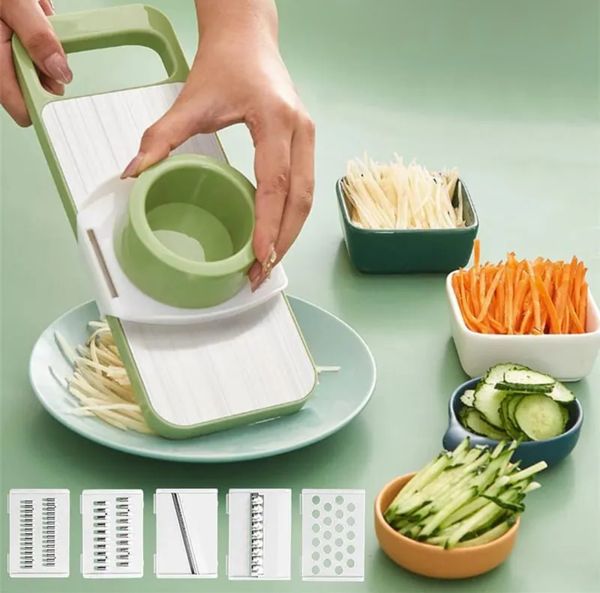Kitchen 5-in-1 Multifunctional Vegetable Slicer Cutter Potato Shredders Garlic Carrot Grater Chopper