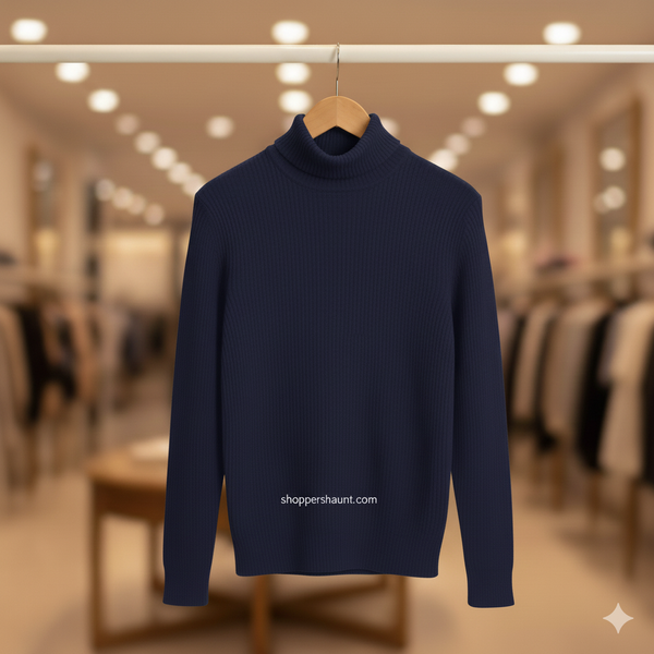 Classic Nevy Blue Turtleneck Sweater