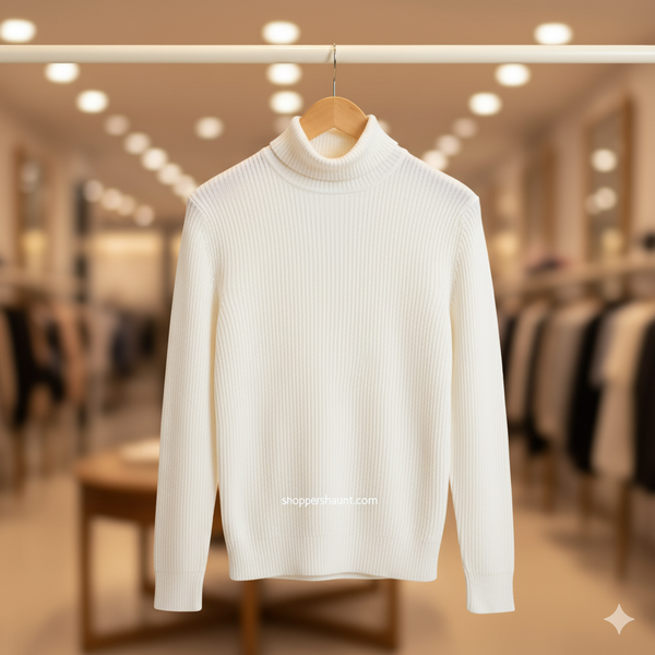 Classic White Turtleneck Sweater