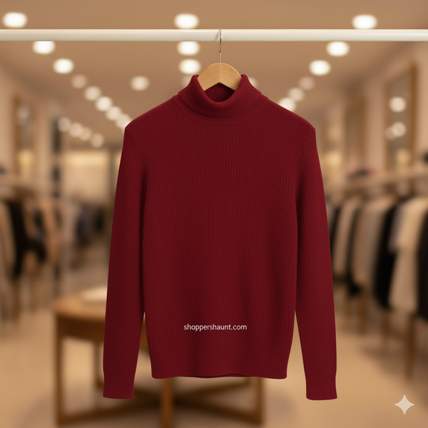 Classic Maroon Turtleneck Sweater