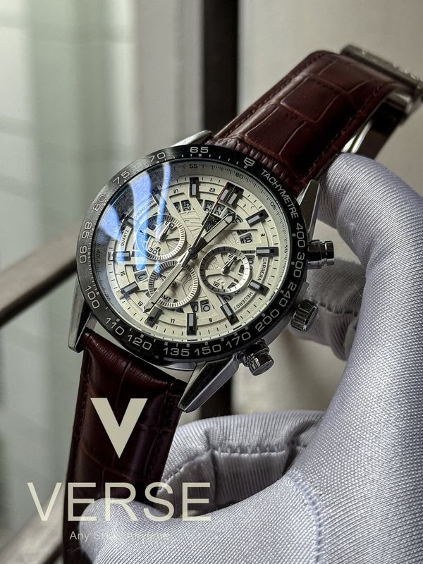 TAG 100M BROWN BELT WHITE DIAL