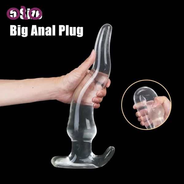 Huge Long Anal Plug 5 Size Prostate Massager Crystal Soft TPE Anus Dilator Vagina Stimulator Sex Toys For Women Men Gay
