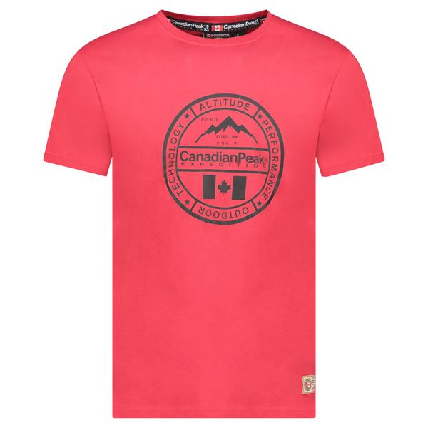 T-Shirt Col Rond avec Impressions et Drapeau Rouge