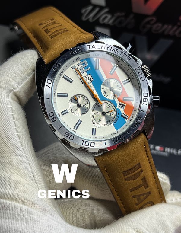 Tag Anniversary Belt Brown White Dial
