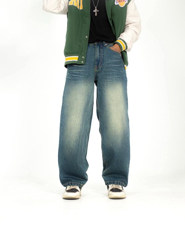 Vintage blue baggy fitted denim pant