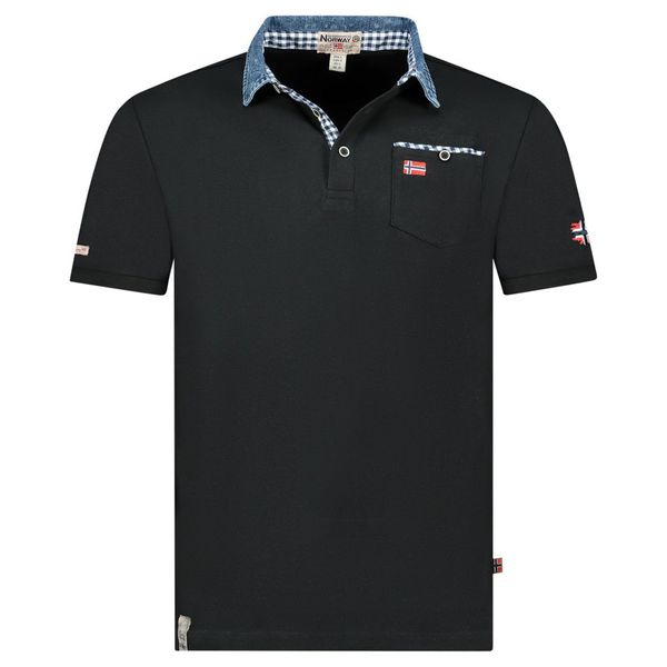Polo shirt with pocket, prints and flag details Black