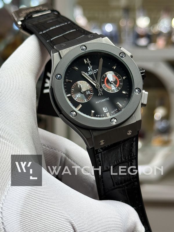 HUBLOT CHRONOGRAPH TRANSPARENT BACKSHELL BLACK