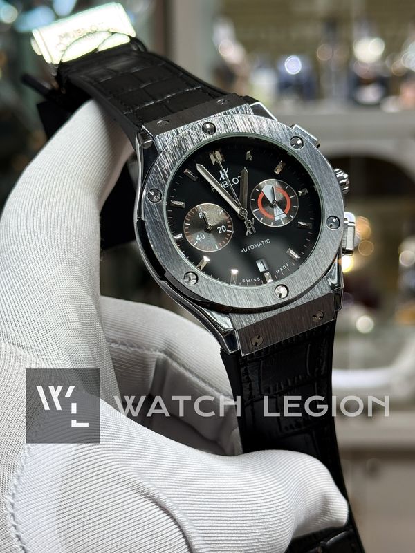 HUBLOT CHRONOGRAPH TRANSPARENT BACKSHELL SILVER