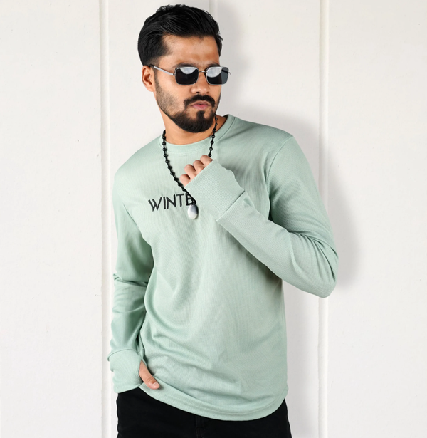 Waffle Knit Full Sleeve Tee – Mint Green