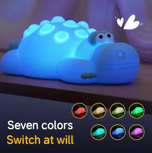 7 Color Crocodile Shape Silicone Night Light Toy for Kids